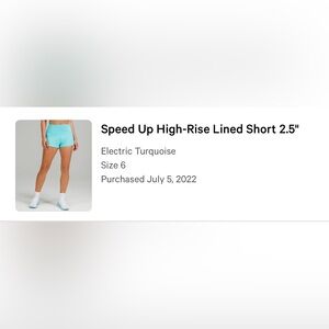 lululemon athletica Electric Turquoise Athletic Shorts